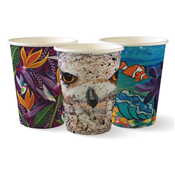Papierbecher der Art Series mit einem Fassungsvermögen von 350 ml, verpackt zu je 50 Stück