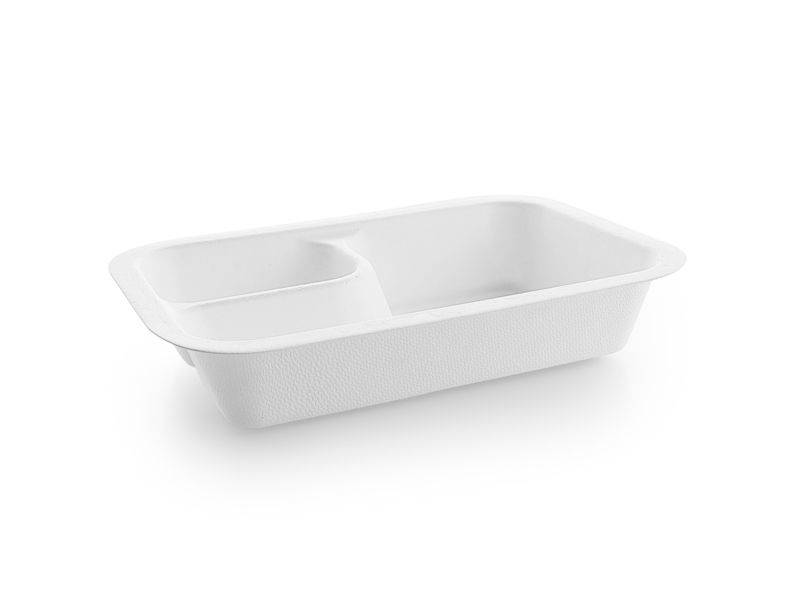 Ökologischer Behälter aus Zuckerrohr mit Dip-Behälter (360 ml)