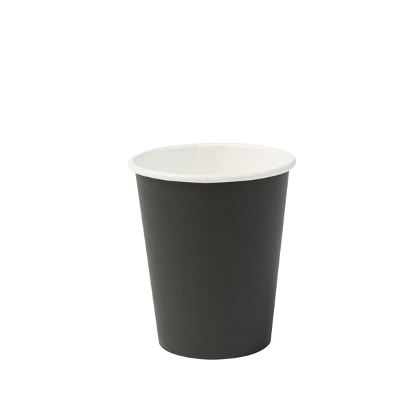 Schwarzer Pappbecher mit Dispersionsbeschichtung, Fassungsvermögen 250 ml
