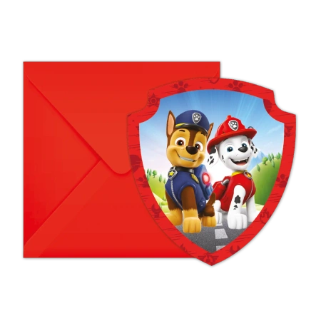 Einladungskarten mit Umschlag „Paw Patrol“, 6 Stück