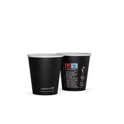 Schwarzer Pappbecher „Black Series“ von Vegware, 180 ml, Durchmesser 72 mm, 50 Stück