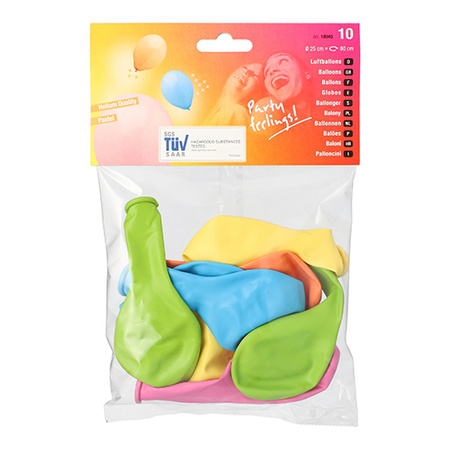 Luftballons „Pastell“ – Mix, 25 cm, 10 Stück