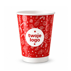 Weihnachtsbecher mit Ihrem Logo – Papierbecher, Dispersionsbeschichtung, 250 ml, Ø 80 mm, GLÄNZEND, 1000 Stk.