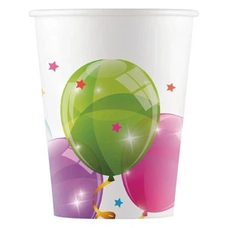 Papierbecher „Sparkling Balloons“, 200 ml, 8 Stück