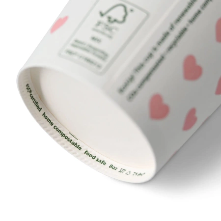 Papierbecher „Hearts“ 250 ml, Durchmesser 80 mm, 50 Stück