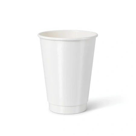 Weißer, doppelwandiger Papierbecher, glänzend, 350 ml, Durchmesser 90 mm, 25 Stück