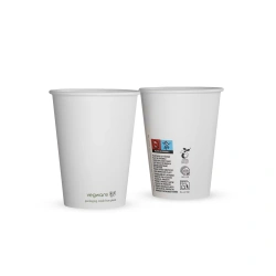 Weißer Vegware-Pappbecher, 350 ml, Durchmesser 90 mm, 50 Stück