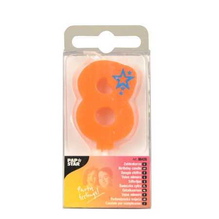 Geburtstagskerze Orange Ziffer "8" 1 Stk.