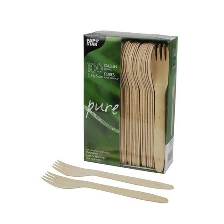 Holzgabeln 16,5 cm PURE, 100 Stück