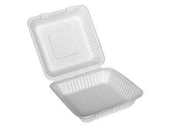 Menübox aus Zuckerrohr, ungeteilt, 1500 ml, 23 x 23 x 8 cm, 50 Stück