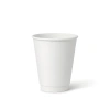 Weißer, doppelwandiger Papierbecher, glänzend, Dispersionsbeschichtung, 250 ml, Durchmesser 80 mm, 25 Stück