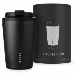RAGS'y Simply Cup Ceramic All Black Thermobecher, 340 ml, 1 Stück