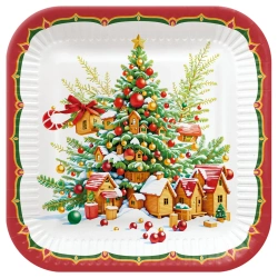 Quadratischer Pappteller „Cute Santa Claus“, 23 x 23 cm, 8 Stück