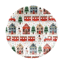 Runder Pappteller „Cozy Christmas“, Durchmesser 18 cm, 8 Stück