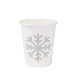 Weißer Pappbecher, Dispersionsbeschichtung, „Winter“, 250 ml, Durchmesser 80 mm, 50 Stück