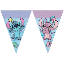 Papierflaggen-Girlande „Stitch & Angel“, 2,3 m, 1 Stück