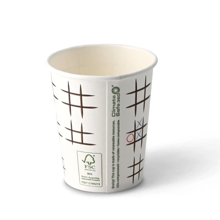 Papierbecher „TicTacToe“ 250 ml, Durchmesser 80 mm, 50 Stück