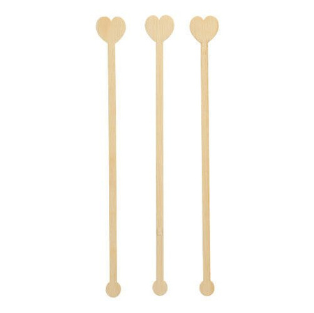 Bambus-Cocktailrührer „Heart“, 20 cm, 100 Stück