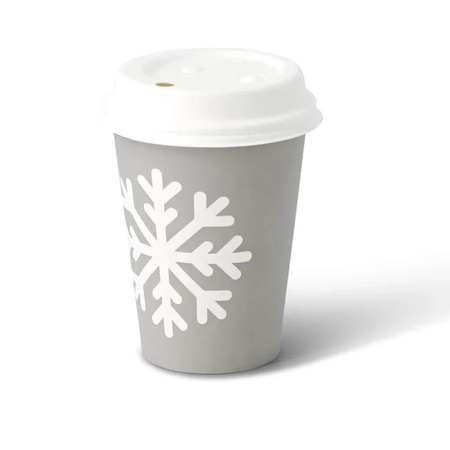 Grauer Pappbecher, Dispersionspapier, „Winter“, 350 ml, Durchmesser 90 mm, 50 Stück