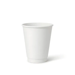 Weißer, doppelwandiger Papierbecher, glänzend, Dispersionsbeschichtung, 250 ml, Durchmesser 80 mm, 25 Stück