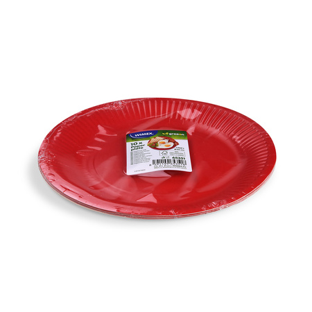 Runder Pappteller, rot, Durchmesser 23 cm, 10 Stück