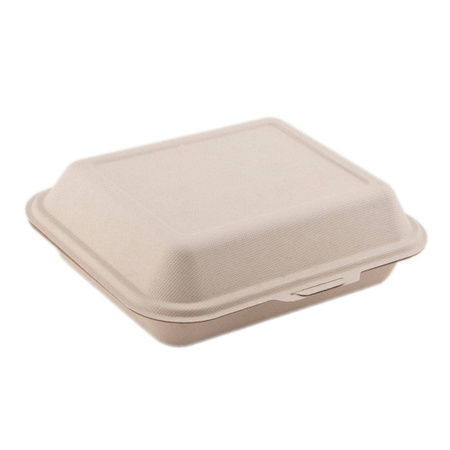 Zuckerrohr-Menübox, ungeteilt, zweilagig, 1500 ml, 24,1 x 21 x 4 cm, 50 Stück