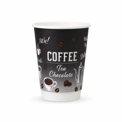 Papierbecher doppelwandig, schwarz, "Coffee, 250 ml, Ø 80 mm 25 Stk.