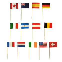 Party-Zahnstocher, „Nations“-Fähnchen, Länge 8 cm, 500 Stück