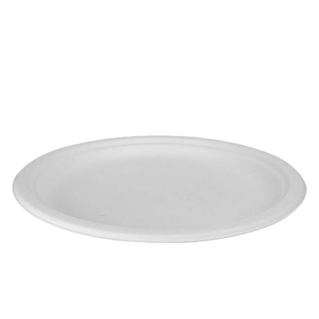 Runder Teller aus Zuckerrohr, Durchmesser 26 cm, 50 Stück