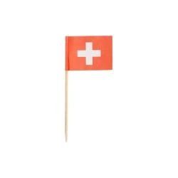 Party-Zahnstocher mit Schweizer Flagge, Länge 8 cm, 100 Stück