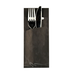 Schwarze Besteckbeutel mit Serviette, 20 x 8,5 cm, 520 Stück