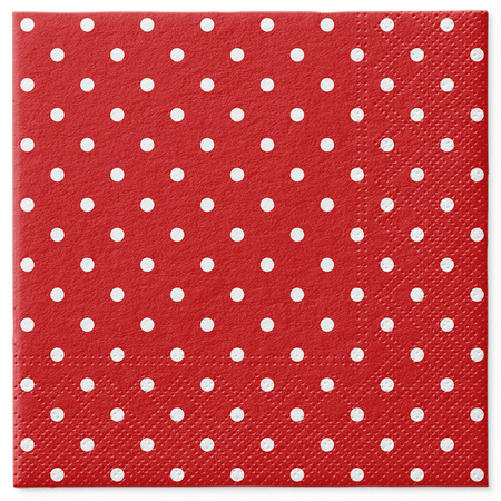 3-lagige Servietten „Dots Red“, 1/4, 33 x 33 cm, 20 Stück