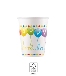Papiertasse „Happy Birthday“ 200 ml, 8 Stück