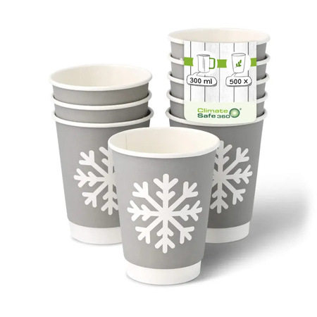 Doppelwandiger Papierbecher, Dispersionsbeschichtung, „Winter“, 350 ml, Durchmesser 90 mm, 25 Stück