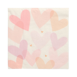 3-lagige Servietten „Pastel Hearts“ 1/4, 33 x 33 cm, 20 Stück
