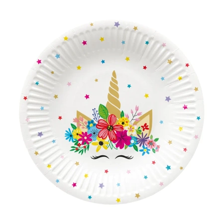Runder Pappteller „Unicorn Party“, Durchmesser 18 cm, 8 Stück