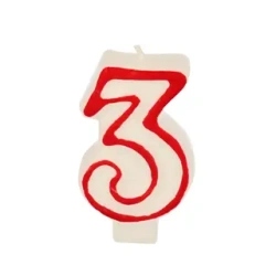 Weiße Geburtstagskerze mit der Zahl „3“, 1 Stück