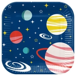 Quadratischer Pappteller „Space“, 23 x 23 cm, 8 Stück
