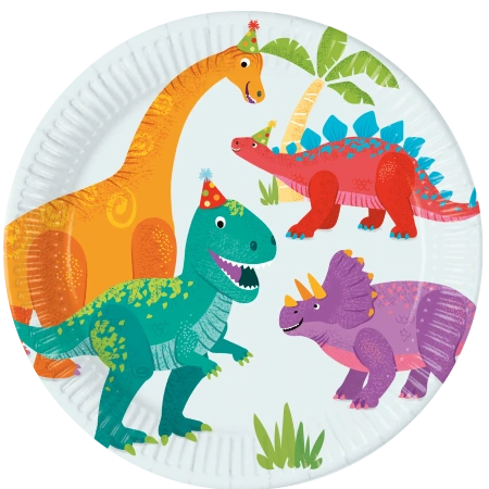 Pappteller „Dino“, 23 cm, 8 Stück