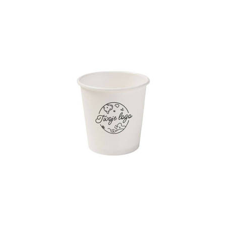 Weißer Pappbecher, Dispersionsdruck, 120 ml, Durchmesser 62 mm, EIGENER AUFDRUCK, 2000 Stück