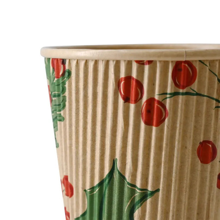 Wellpappe-Becher aus Kraftpapier, Dispersionsbeschichtung, „Christmas“, 350 ml, Durchmesser 90 mm, 25 Stück