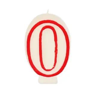Weiße Geburtstagskerze mit der Zahl „0“, 1 Stück