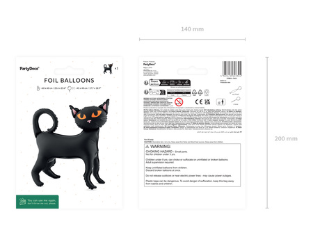 Folienballon „Schwarze Katze – Halloween“, 45 × 48 cm, 1 Stk.