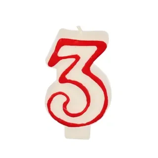 Weiße Geburtstagskerze mit der Zahl „3“, 1 Stück