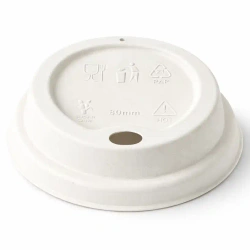 Deckel aus Zuckerrohr für Becher, Durchmesser 80 mm, 50 Stück
