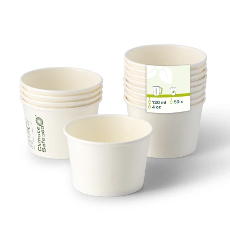 Weißer Papiereisbecher, 130 ml, Durchmesser 76 mm, 50 Stück