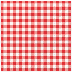 Zweilagige Servietten „Gingham Red“ / „Karomuster“ 25 x 25 cm, 100 Stück