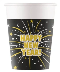 Papierbecher „Happy New Year - Flares“ 200 ml, 8 Stück