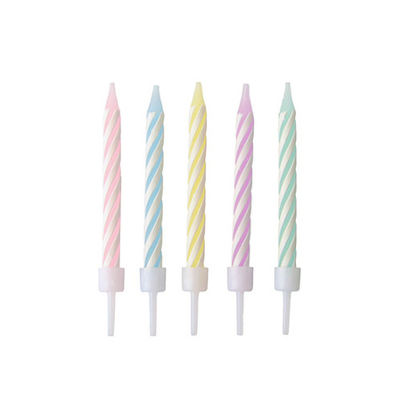 Geburtstagskerzen-Set, Pastelltöne, 6 cm, 24 Stück