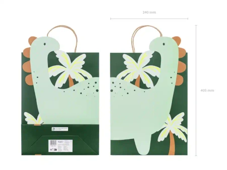 Geschenkpapiertüte „Dinosaurier“, 10 × 24 × 37 cm, 1 Stk.